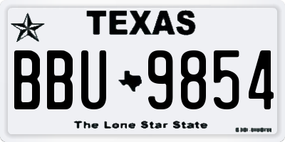 TX license plate BBU9854