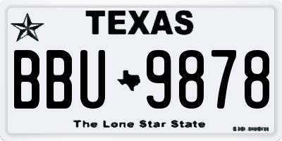 TX license plate BBU9878
