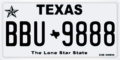 TX license plate BBU9888