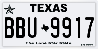 TX license plate BBU9917