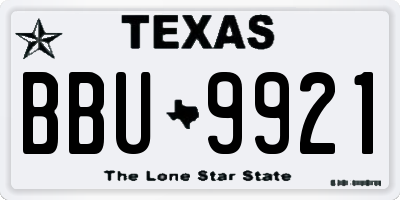 TX license plate BBU9921