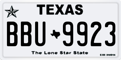 TX license plate BBU9923