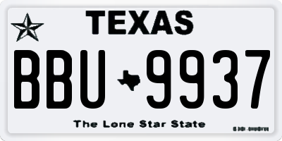 TX license plate BBU9937