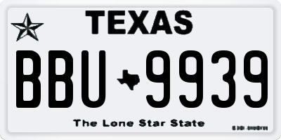 TX license plate BBU9939