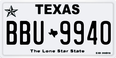 TX license plate BBU9940