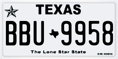 TX license plate BBU9958