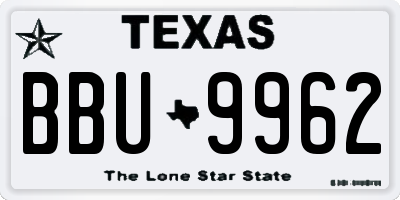 TX license plate BBU9962
