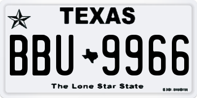 TX license plate BBU9966