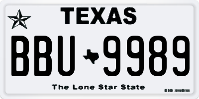 TX license plate BBU9989