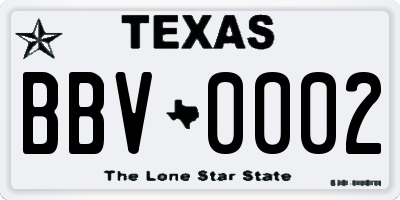 TX license plate BBV0002