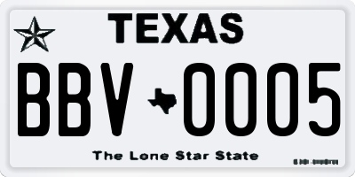 TX license plate BBV0005