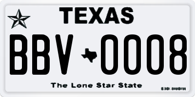 TX license plate BBV0008