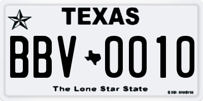 TX license plate BBV0010