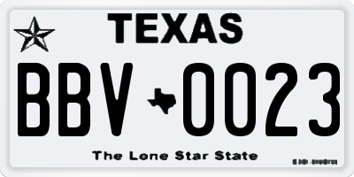 TX license plate BBV0023