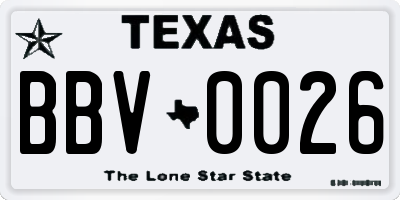 TX license plate BBV0026