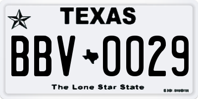 TX license plate BBV0029
