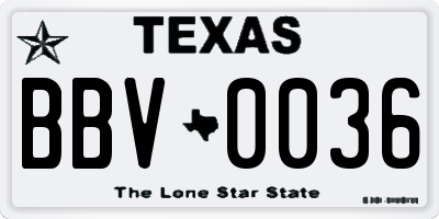 TX license plate BBV0036