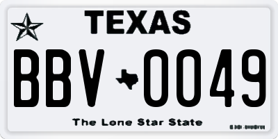 TX license plate BBV0049