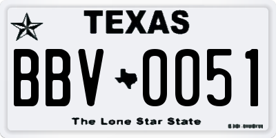 TX license plate BBV0051