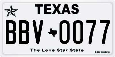 TX license plate BBV0077