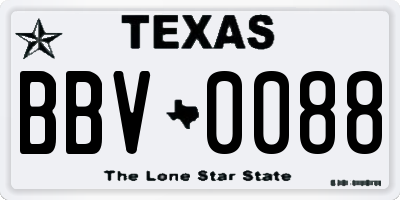 TX license plate BBV0088