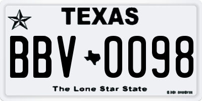 TX license plate BBV0098