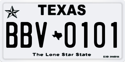 TX license plate BBV0101
