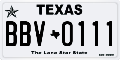 TX license plate BBV0111