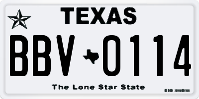 TX license plate BBV0114