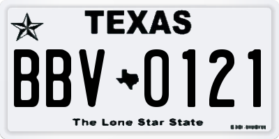 TX license plate BBV0121