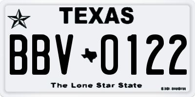 TX license plate BBV0122