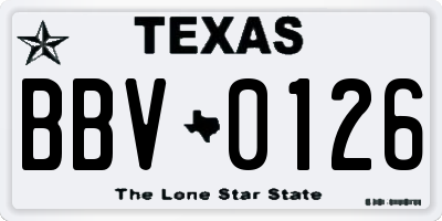 TX license plate BBV0126