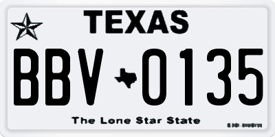 TX license plate BBV0135