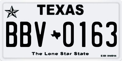 TX license plate BBV0163