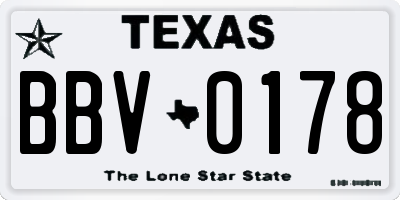 TX license plate BBV0178
