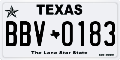 TX license plate BBV0183