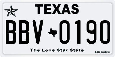 TX license plate BBV0190