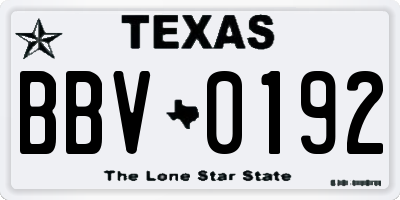 TX license plate BBV0192