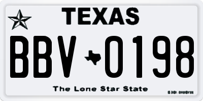 TX license plate BBV0198