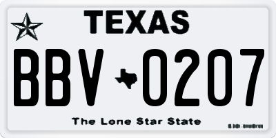 TX license plate BBV0207