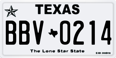 TX license plate BBV0214