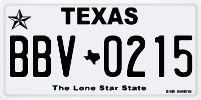 TX license plate BBV0215