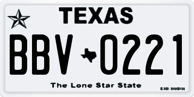 TX license plate BBV0221