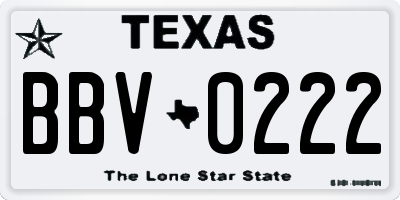 TX license plate BBV0222