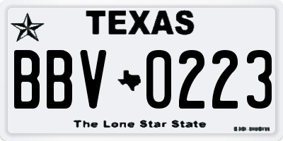TX license plate BBV0223
