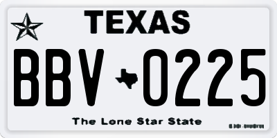 TX license plate BBV0225