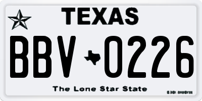TX license plate BBV0226
