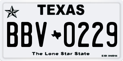 TX license plate BBV0229