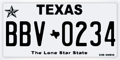 TX license plate BBV0234