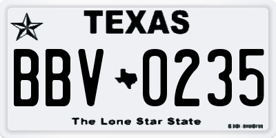 TX license plate BBV0235